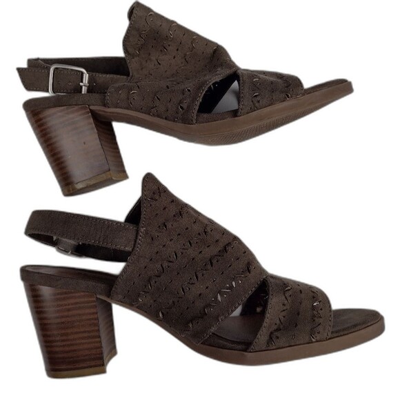 Seychelles Womens Olive Green Bora Suede Chunky Block Sandal Heel Size 7 Neutral - Picture 4 of 10